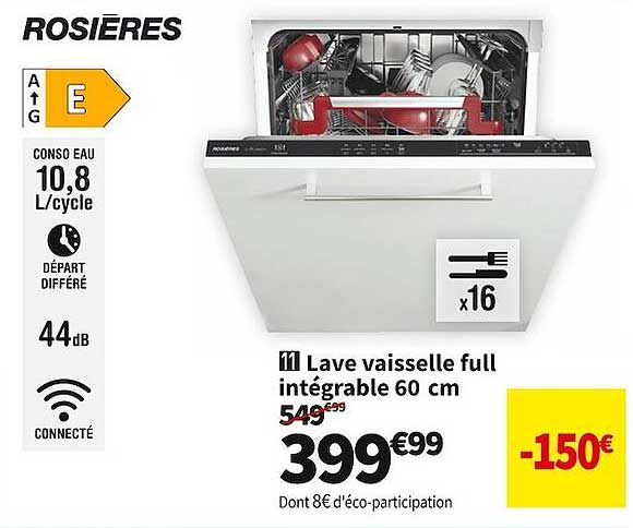 lave vaisselle full intégrable 60 cm rosières