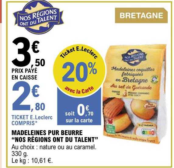 Madeleines Pur Beurre "nos Régions Ont Du Talent"