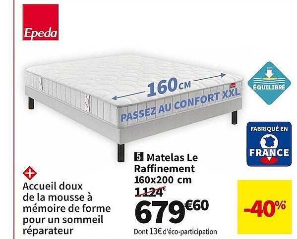 Matelas Le Raffinement 160 X 200 Cm Epeda