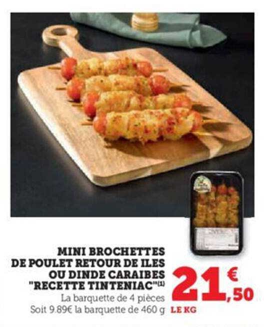 mini brochettes de poulet retour de iles ou dinde caraïbes "recette tinteniac"