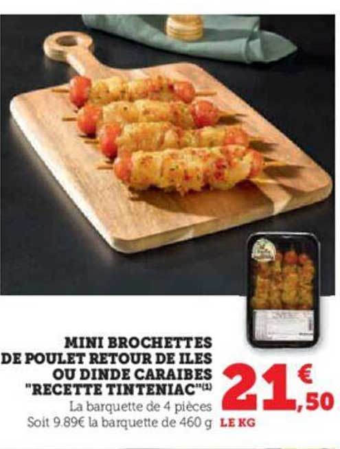 mini brochettes de poulet retour de îles ou dinde caraïbes "recette tinteniac"