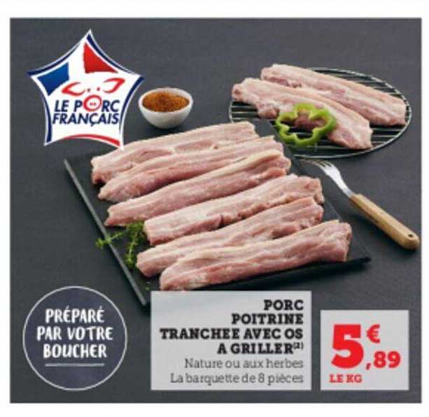 Porc Poitrine Tranchée Avec Os à Griller