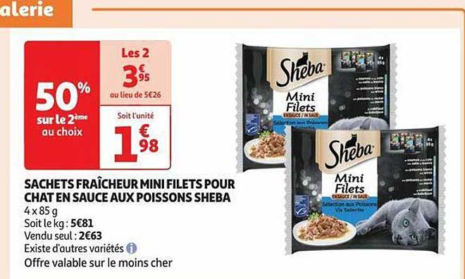 Sachets Fraîcheur Mini Filets Pour Chat En Sauce Aux Poissons Sheba