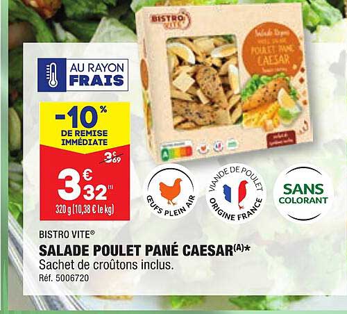 salade poulet pané caesar bistro vite