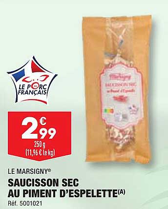 saucisson sec au piment d'espelette le marsigny