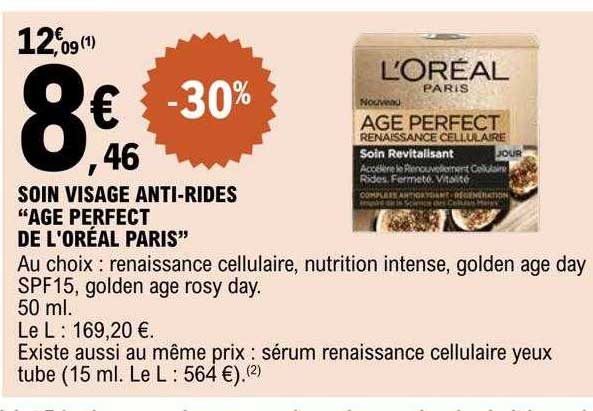soin visage anti-rides "age perfect de l'oréal paris"