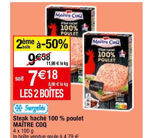 steak haché 100% poulet maître coq