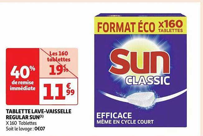 tablette lave-vaisselle régular sun