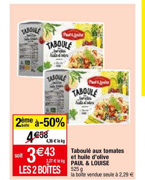 Taboulé Aux Tomates Et Huile D'olive Paul & Louise