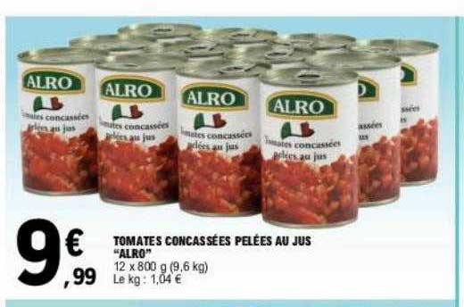 tomates concassées pelées au jus "alro"