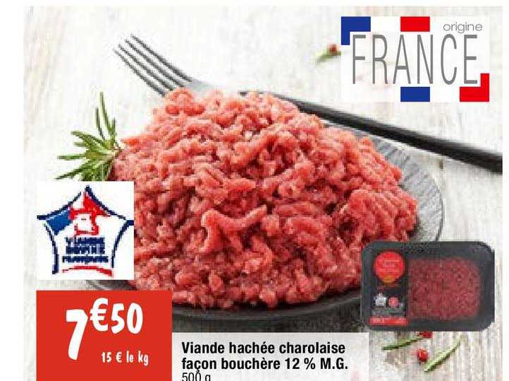viande hachée charolaise façon bouchère 12% m.g.