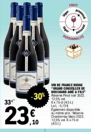 vin de france rouge "grand conseiller de bouchard ainé & fils"