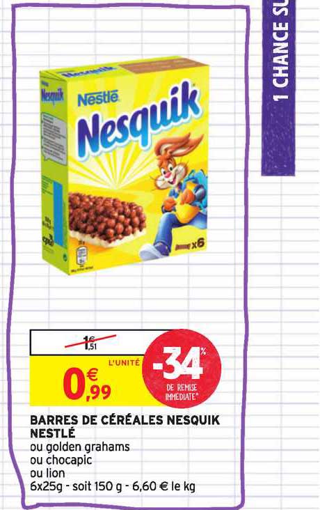 Barres De Céréales Nesquik Nestlé