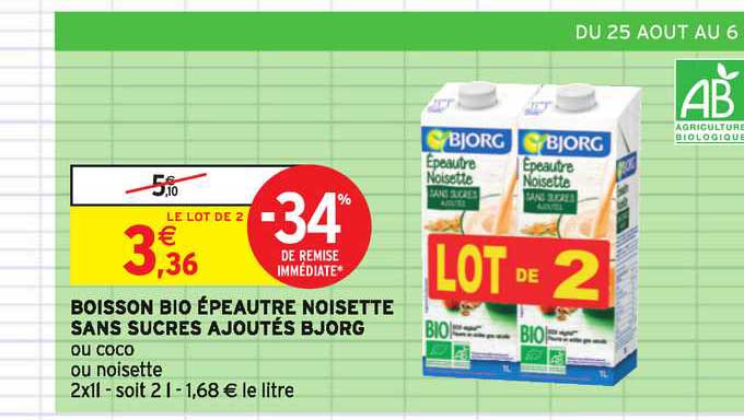 Boisson Bio épeautre Noisette Sans Sucres Ajoutés Bjorg -34% De Remise Immédiate