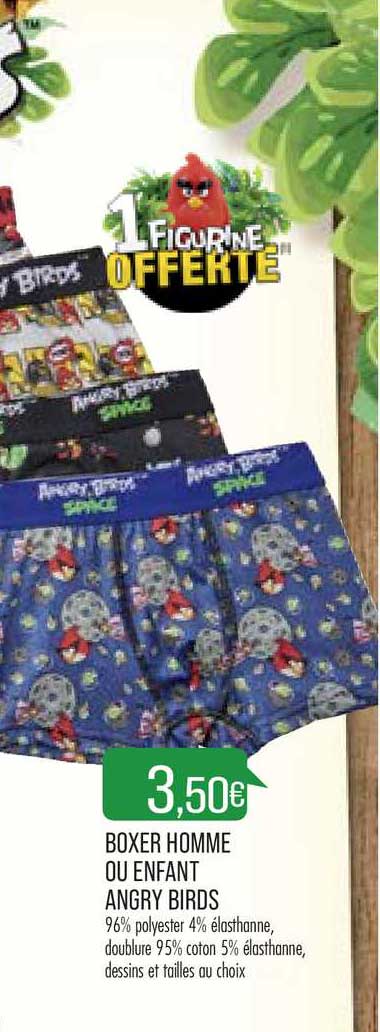 boxer homme ou enfant angry birds