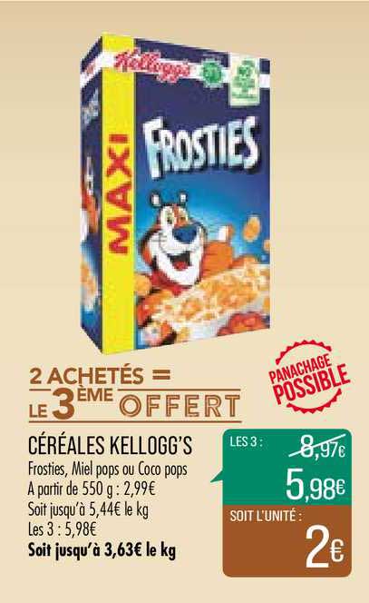 Céréales Kellogg S 2 Achetés = Le 3e Offert