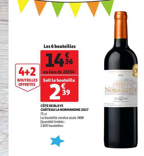 côte de blaye château normandine 2017 4+2 bouteilles offertes