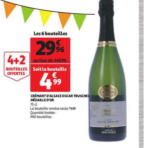 crémant d'alsace oscar truschel médaille d'or 4+2 bouteilles offertes