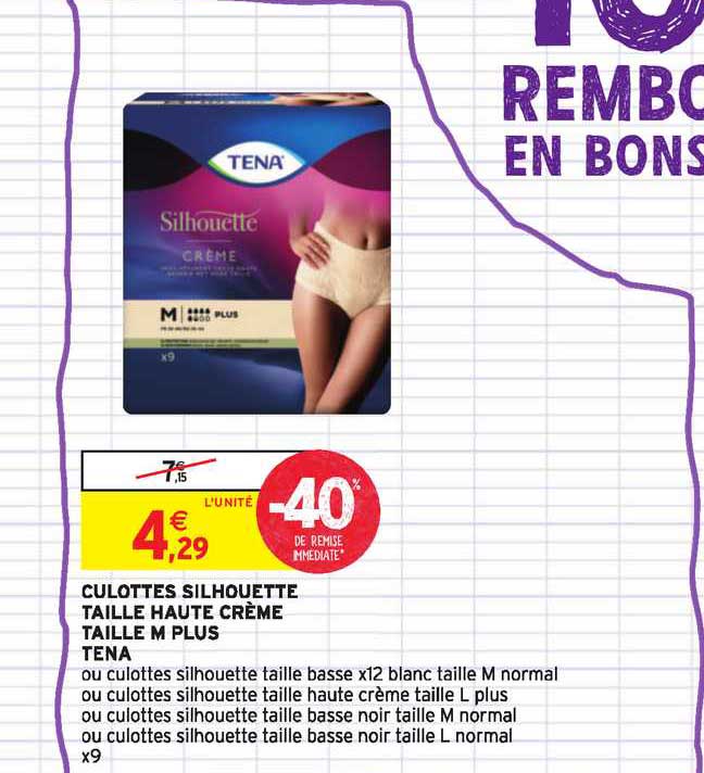 Culottes Silhouette Taille Haute Crème  M Plus Tena  -40% De Remise Immédiate