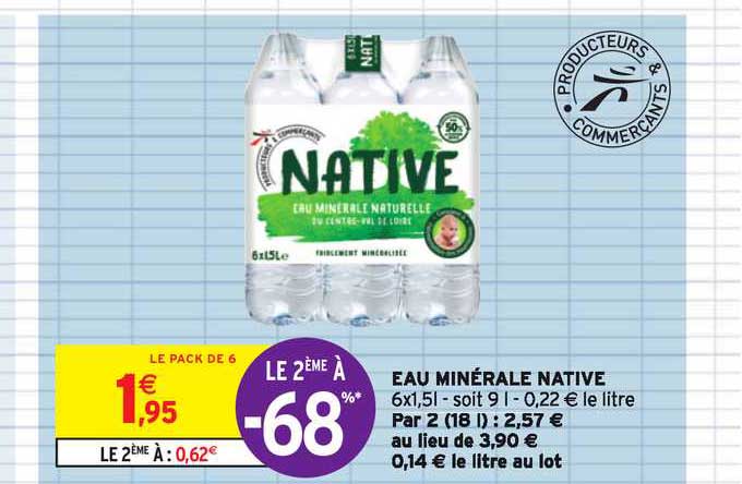 Eau Minérale Native  Le 2e à -68%