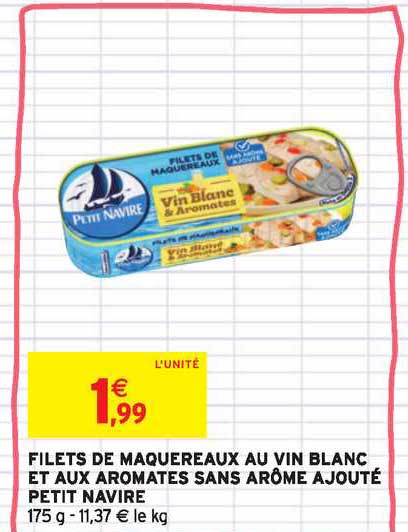 filets de maquereaux au vin blanc et aux aromates sans arôme ajouté petit navire