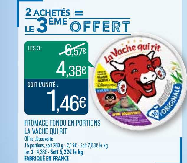 fromage fondu en portions la vache qui rit 2 achetés = le 3e offert