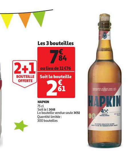 hapkin 2+1 bouteille offerte