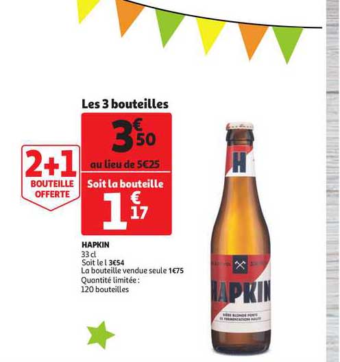 hapkin 2+1 bouteille offerte