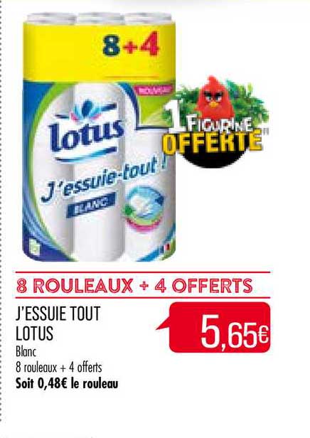 j essuie tout lotus 8+4 offerts