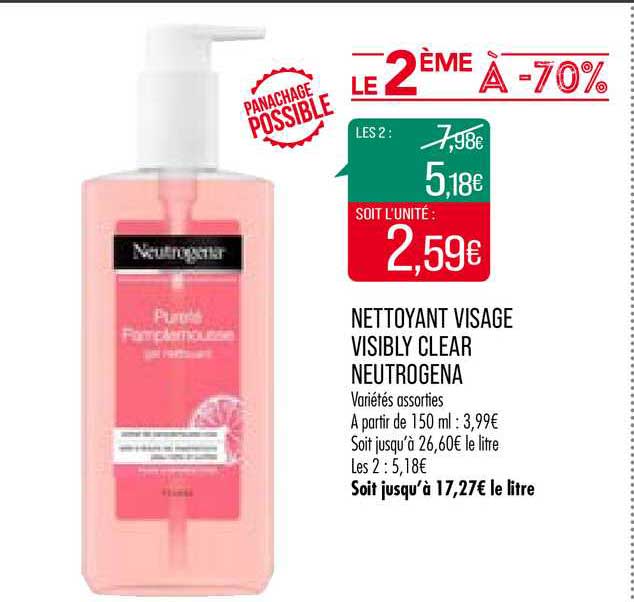Nettoyant Visage Visibly Clear Neutrogena Le 2e à -70%