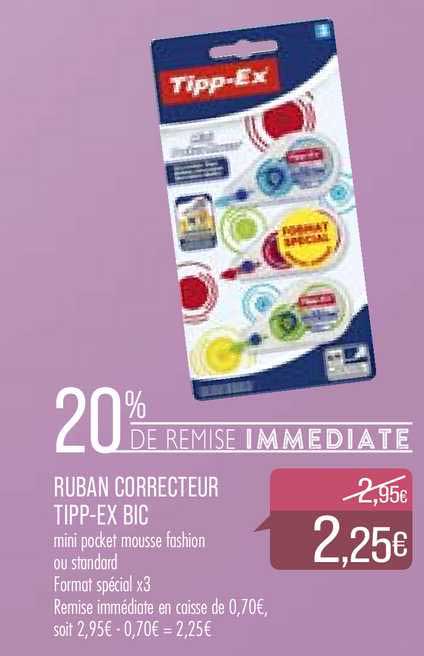 ruban correcteur tipp ex bic 20% de remise immédiate