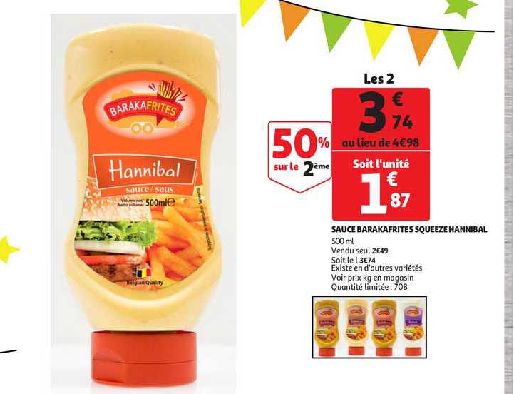 sauce hannibal barakafrites squeeze 50% sur le 2ème