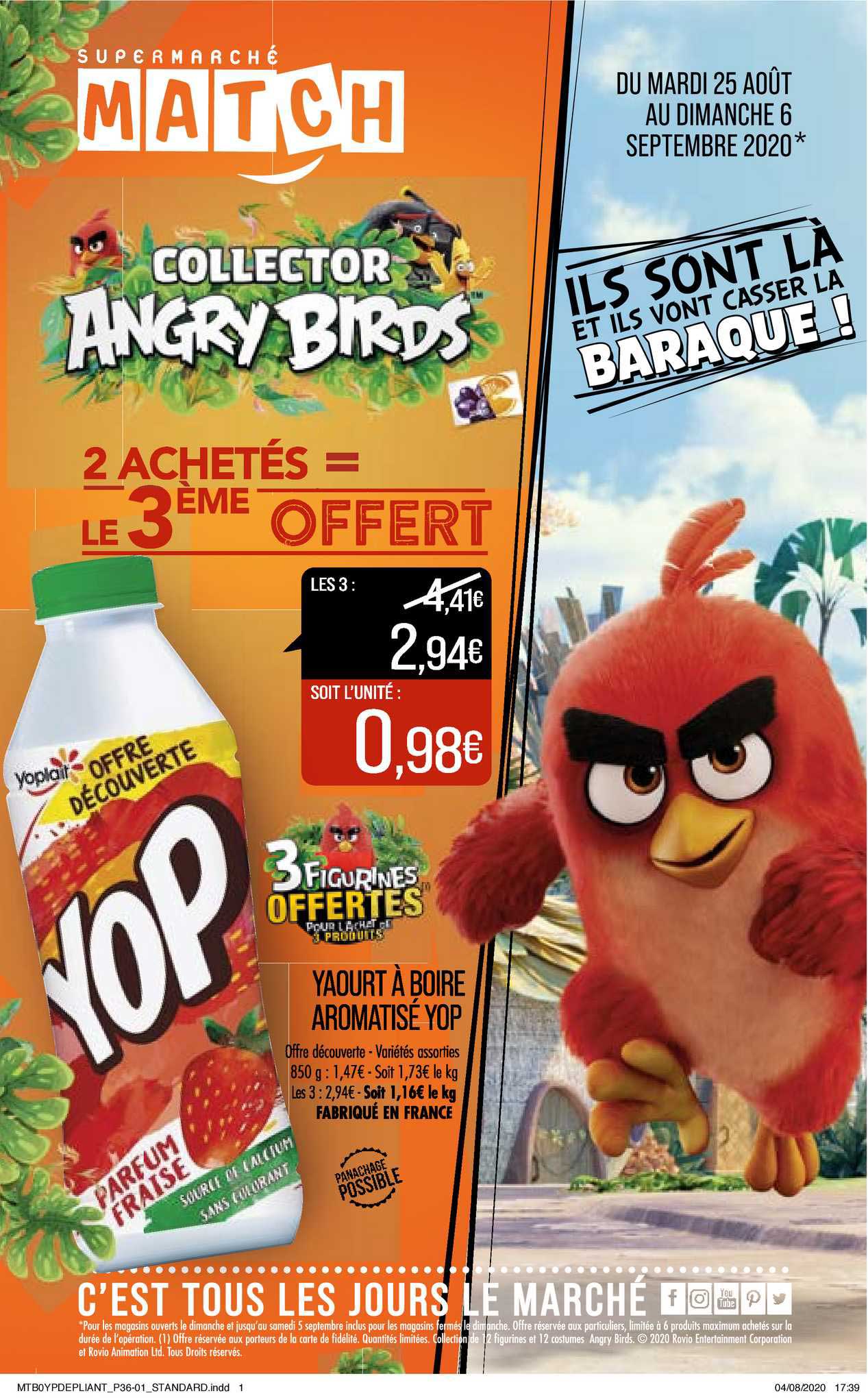 yaourt à boire aromatisé yop 2 achetés = le 3ème offert