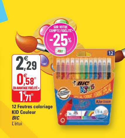 12 feutres coloriage kid couleur bic