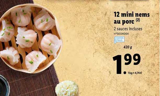 12 Mini Nems Au Porc