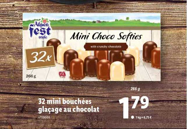32 mini bouchées glaçage au chocolat alpen fest