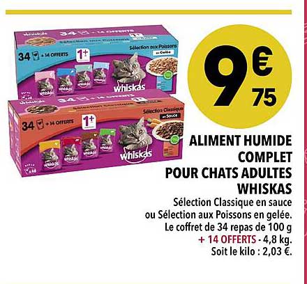 aliment humide complet pour chats adultes whiskas