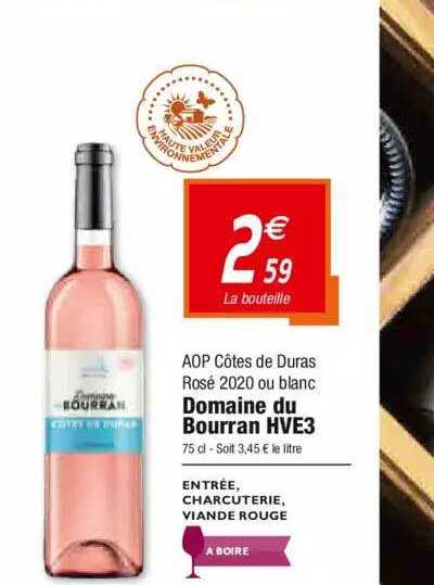 aoop côtes de duras rosé 2020 ou blanc domaine du bourran hve3