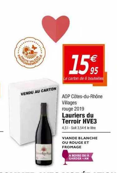 Aoop Côtes-du-rhône Villages Rouge 2019 Lauriers Du Terroir Hve3