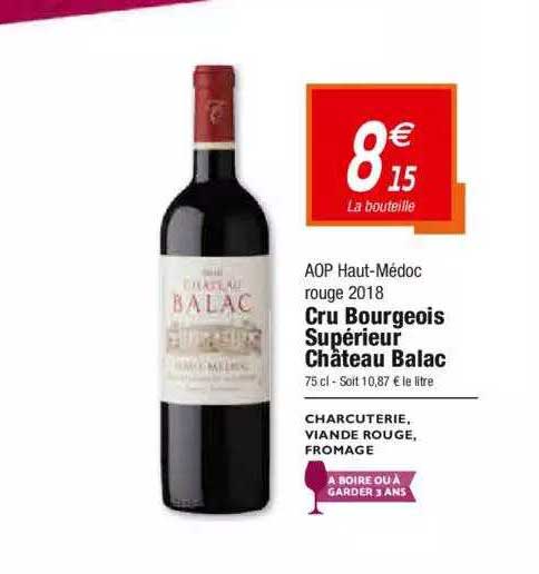 aoop haut-médoc rouge 2018 cru bourgeois supérieur château balac