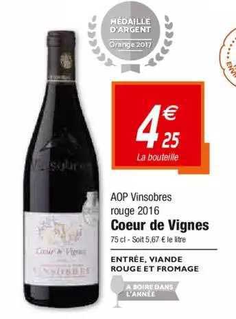 aoop vinsobres rouge 2016 coeur de vignes