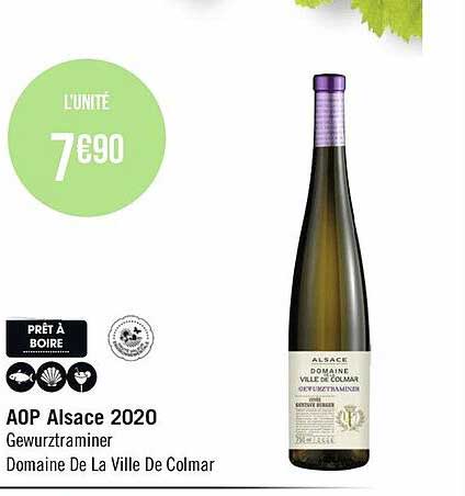 aop alsace 2020 gewurztraminer domaine de la ville de colmar