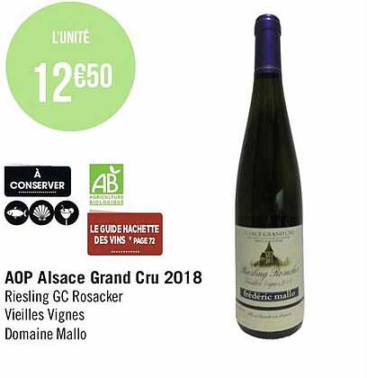 aop alsace grand cru 2018 riesling gc rosacker vieilles vignes domaine mallo