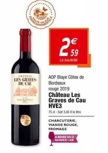 aop blaye côtes de bordeaux rouge 2019 château les graves de cau hve3