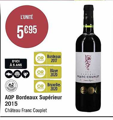 aop bordeaux supérieur 2015 château franc couplet