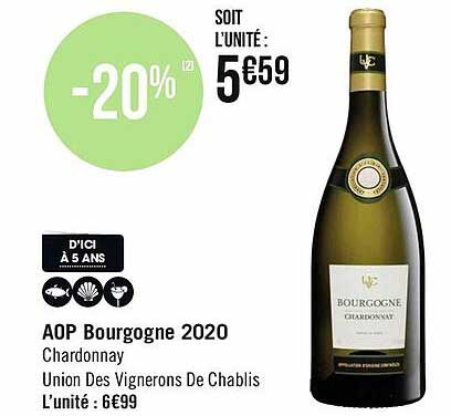 aop bourgogne 2020 chardonnay union des vignerons de chablis