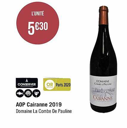aop cairanne 2019 domaine la combe de pauline