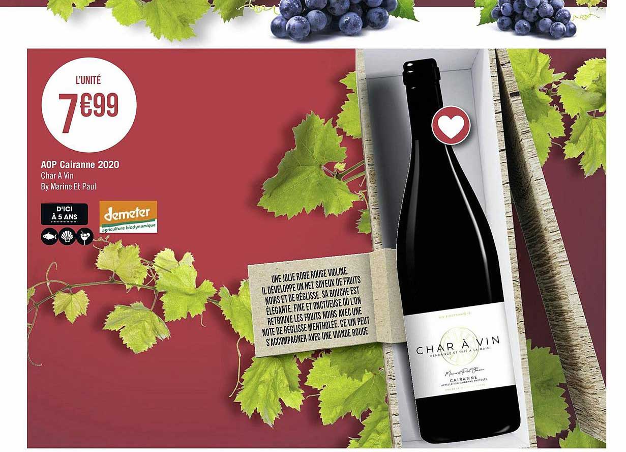 aop cairanne 2020 char à vin by marine et paul