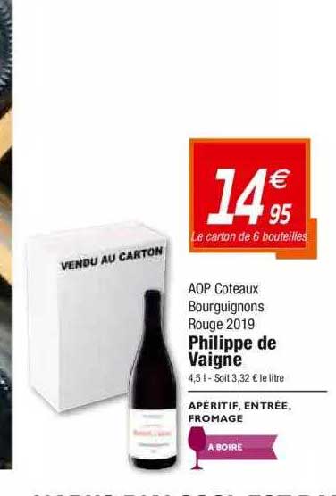 aop coteaux bourguignons rouge 2019 philippe de vaigne