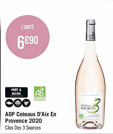 aop coteaux d'aix en provence 2020 clos des 3 sources